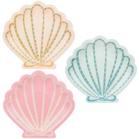 12 Petites Assiettes Coquillage Sirne Party
