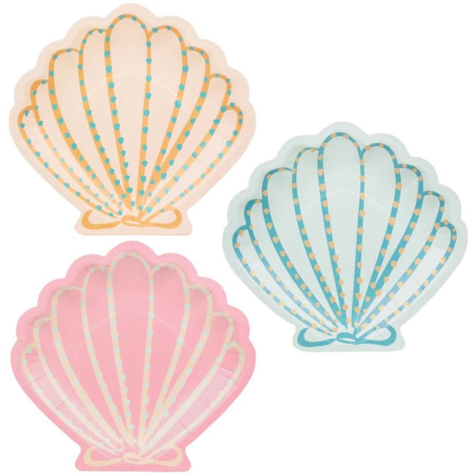 12 Petites Assiettes Coquillage Sirne Party 