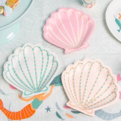 12 Petites Assiettes Coquillage Sirne Party. n1