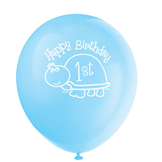 8 Ballons First Birthday Tortue Bleu 