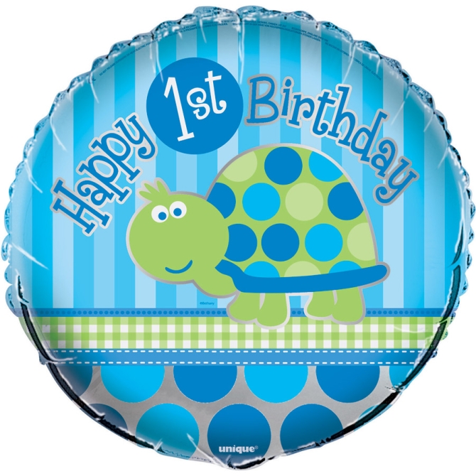 Ballon Mylar First Birthday Tortue Bleu 