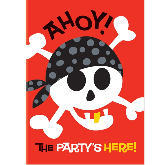 8 Invitations Pirate Fun 