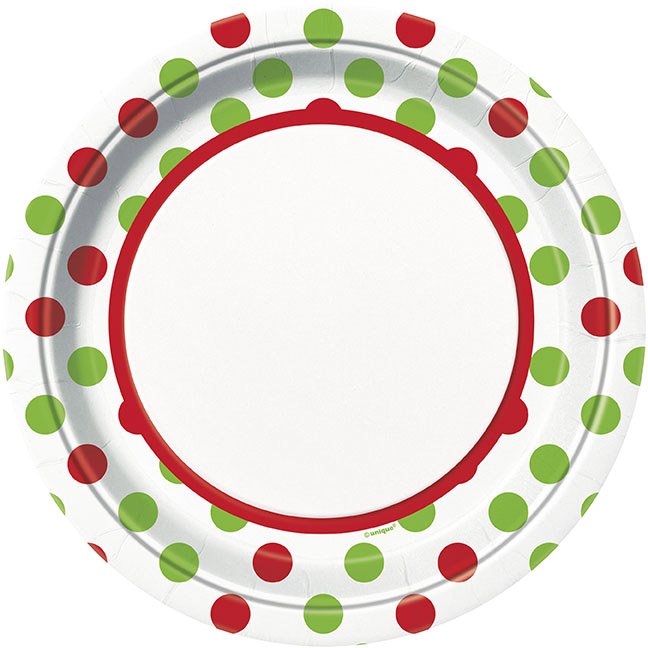 8 Assiettes  pois Rouge / Vert 