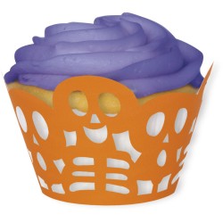 12 Wrappers  Cupcakes Squelettes Orange. n1