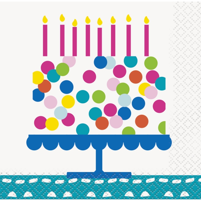 16 Petites Serviettes Happy Birthday Confetti 