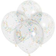6 Ballons transparents et Confetti Multicolores