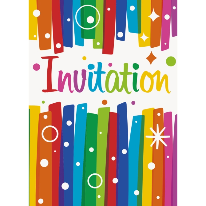 8 Invitations Happy Birthday Rainbow 