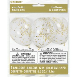 6 Ballons transparents et Confetti Or. n°2