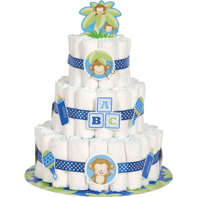 Kit dcorations Diaper Cake Ouistiti Baby Boy 