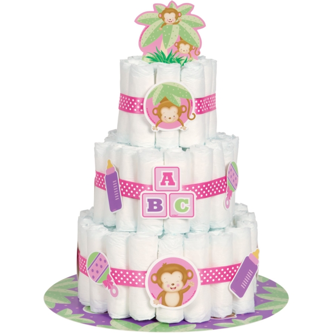 Kit Dcorations Diaper Cake Ouistiti Baby Girl 