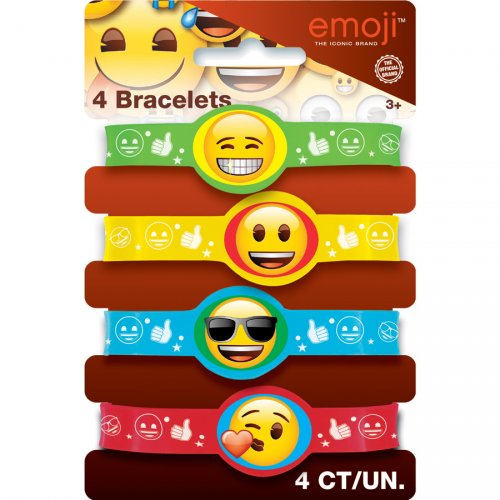 4 Bracelets Emoji Smiley Silicone 