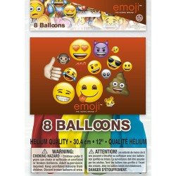 8 Ballons Emoji Smiley Multicolores. n1