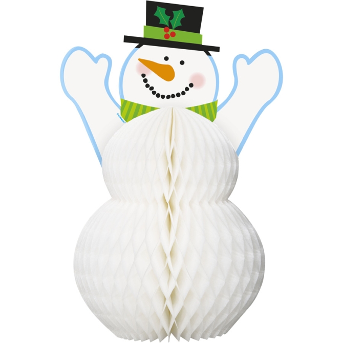 Deco Bonhomme de Neige 3D (30 cm) - Papier Nid d Abeille 