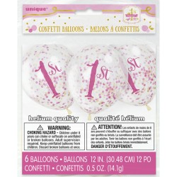 6 Ballons Confettis 1 An Princesse. n1