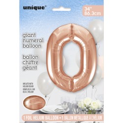 Ballon Gant Chiffre 0 Rose Gold (86 cm). n1