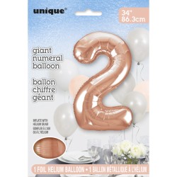 Ballon Gant Chiffre 2 Rose Gold (86 cm). n1