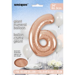 Ballon Gant Chiffre 6 Rose Gold (86 cm). n1