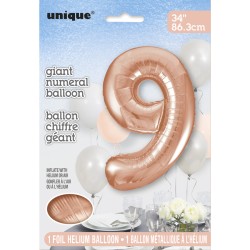 Ballon Gant Chiffre 9 Rose Gold (86 cm). n1