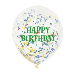 6 Ballons Happy Birthday et Confettis Multicolores. n1