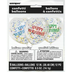 6 Ballons Happy Birthday et Confettis Multicolores. n2