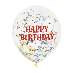 6 Ballons Happy Birthday et Confettis Multicolores. n3