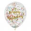 6 Ballons Happy Birthday Or et Confettis Multicolores