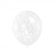 6 Ballons Transparents et Confettis Blancs
