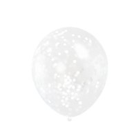 6 Ballons Transparents et Confettis Blancs