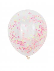 6 Ballons Transparents et Confettis Neon