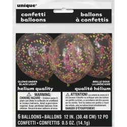6 Ballons Transparents et Confettis Neon. n1