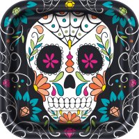 8 Assiettes Calavera Skull