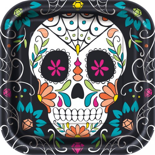 8 Assiettes Calavera Skull 