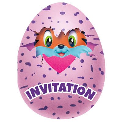 8 Invitations Oeufs Hatchimals 
