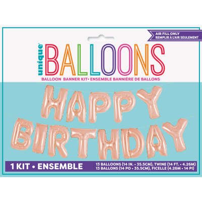 Guirlande Ballons Happy Birthday (4, 26 m) - Rose Gold 