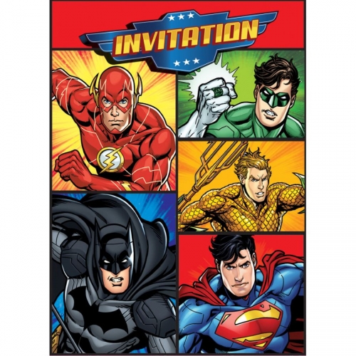 8 Invitations Justice League 