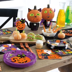 16 Serviettes Chat & Citrouille Happy Halloween. n1