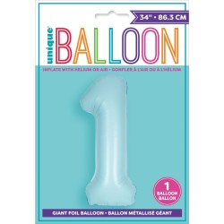 Ballon Géant Bleu Mat - Chiffre 1. n°1