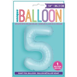 Ballon Géant Bleu Mat - Chiffre 5. n°1
