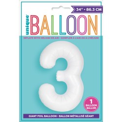 Ballon Gant Blanc Mat - Chiffre 3. n1