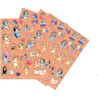 Contient : 1 x 4 Planches de stickers Bluey Hooray