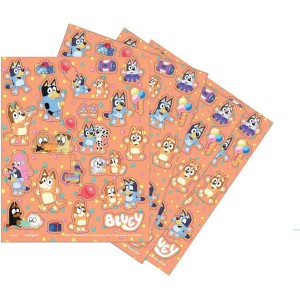 4 Planches de stickers Bluey Hooray