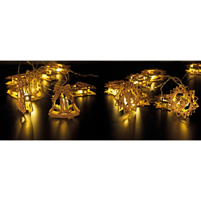Guirlande Lumineuse Cloches de Nol  LED - Bois 