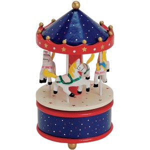 Carrousel Musical Bleu (20 x 11 cm) - Bois