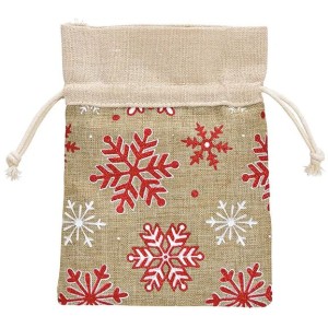 1 Sac Cadeau Beige Flocon de Neige - 18 cm