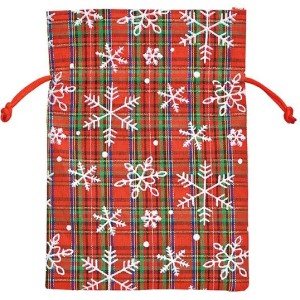 1 Sac Cadeau Rouge  Carreaux Flocon de Neige - 18 cm