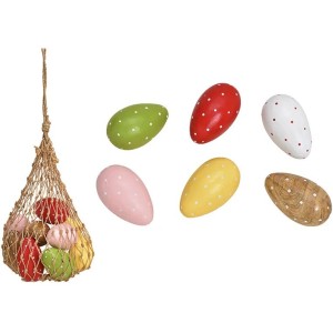 6 Oeufs de Pques en Bois de Manguier - 6 cm