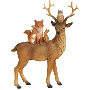 Dcoration  Cerf et ses Amis en Polyurthane  Brun avec Paillettes