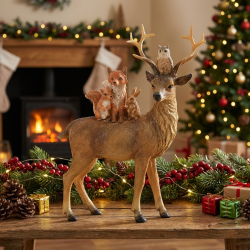 D�coration � Cerf et ses Amis en Polyur�thane � Brun avec Paillettes. n�1