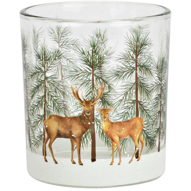 Photophore  Nol Dcor Cerf en Verre 