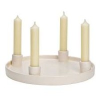 Couronne de l'Avent  Bougeoir en Faence Blanc